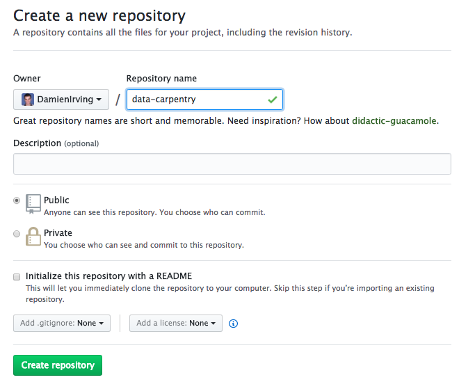 Creating a Repository on GitHub (Step 2)